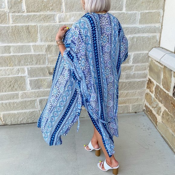 California Coast Kimono Duster Blue - Picture 3 of 7